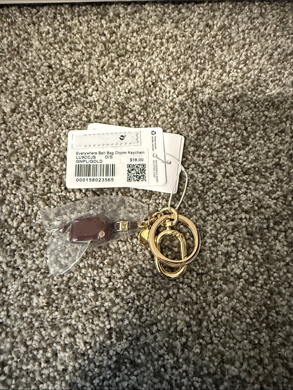 Everywhere Belt Bag Charm Keychain - Gold with Plum Accent